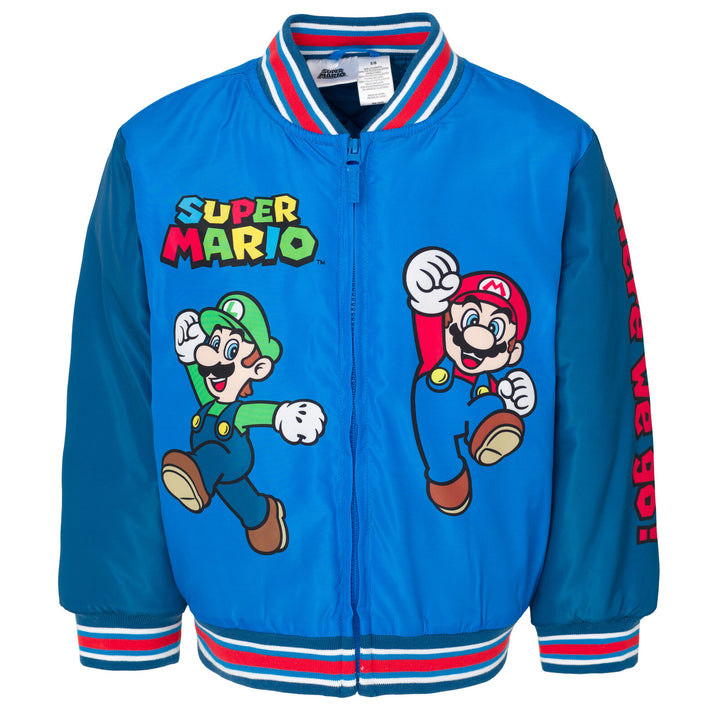 SUPER MARIO Nintendo Zip Up Varsity Bomber Jacket