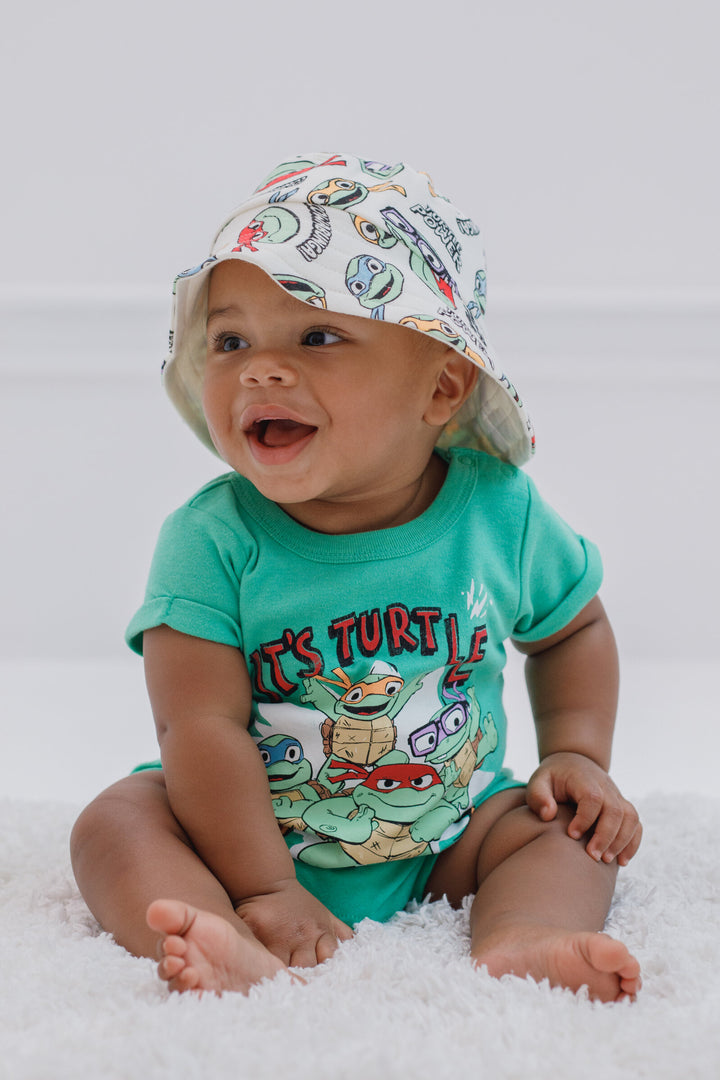 Teenage Mutant Ninja Turtles Donatello Raphael Leonardo Baby Romper and Bucket Sun Hat