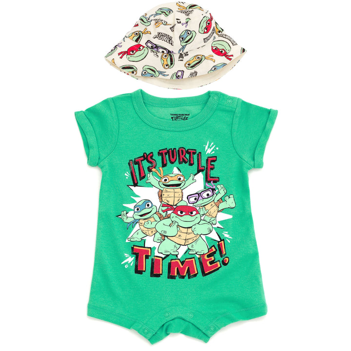 Teenage Mutant Ninja Turtles Donatello Raphael Leonardo Baby Romper and Bucket Sun Hat