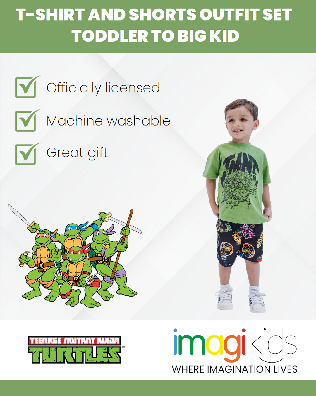 Teenage Mutant Ninja Turtles Drop Shoulder T-Shirt and Shorts Outfit Set