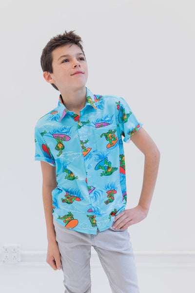 Teenage Mutant Ninja Turtles Hawaiian Button Down Dress Shirt
