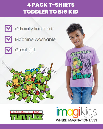 Teenage Mutant Ninja Turtles Leonardo Michelangelo Raphael Donatello 4 Pack T-Shirts