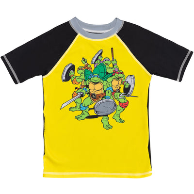 Teenage Mutant Ninja Turtles Rash Guard Swim Trunks and Cap 3 Piece Swimsuit Set