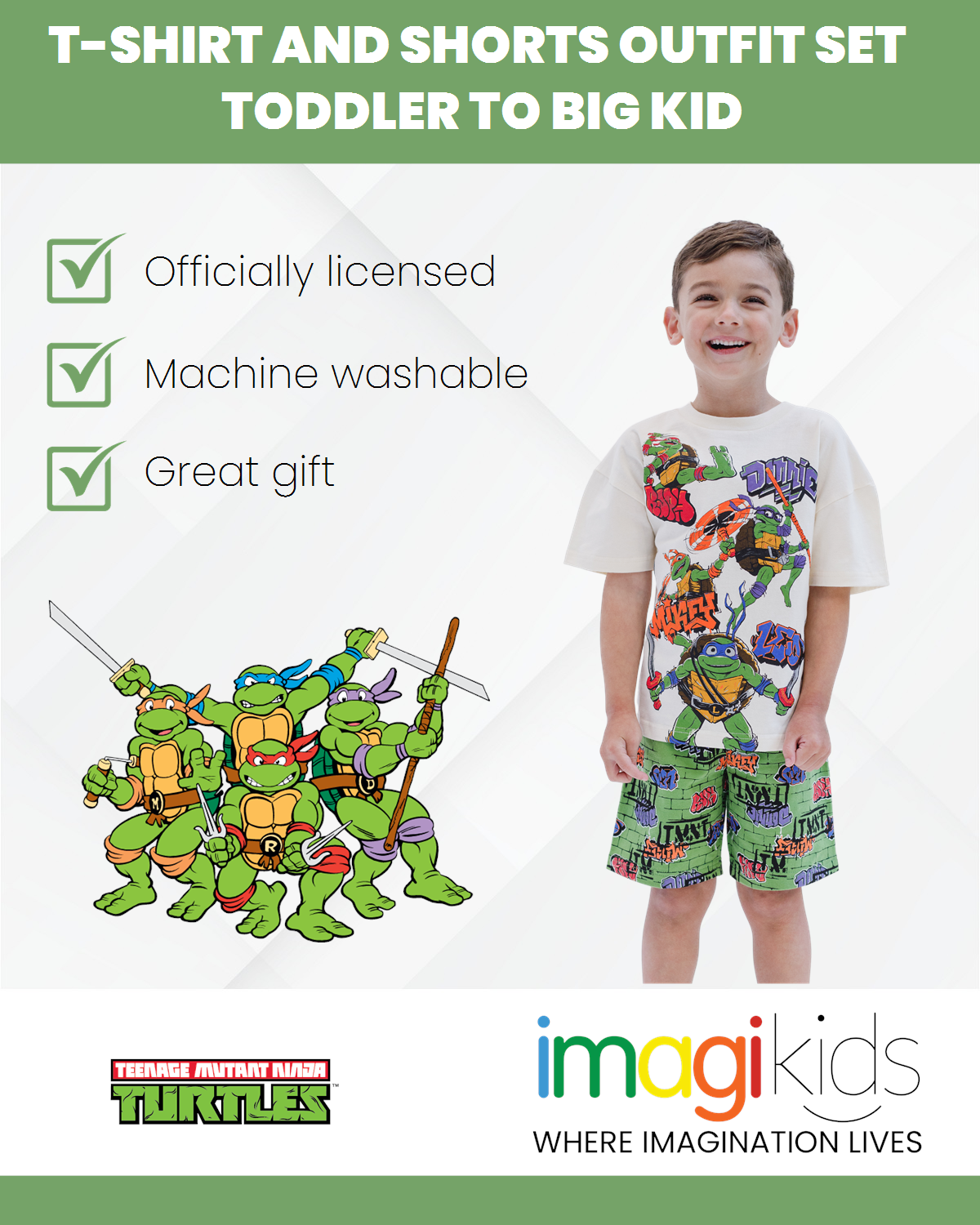 Teenage Mutant Ninja Turtles T-Shirt and French Terry Shorts Outfit Set
