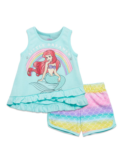 Princess Ariel Tunic Crossover Sleeve Less Graphic T-Shirt & Shorts Set