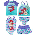 The Little Mermaid Princess Ariel One Piece Bathing Suit Rash Guard Tankini Top Swim Skirt Modest Swimsuit and Bikini Bottom 5 Set
