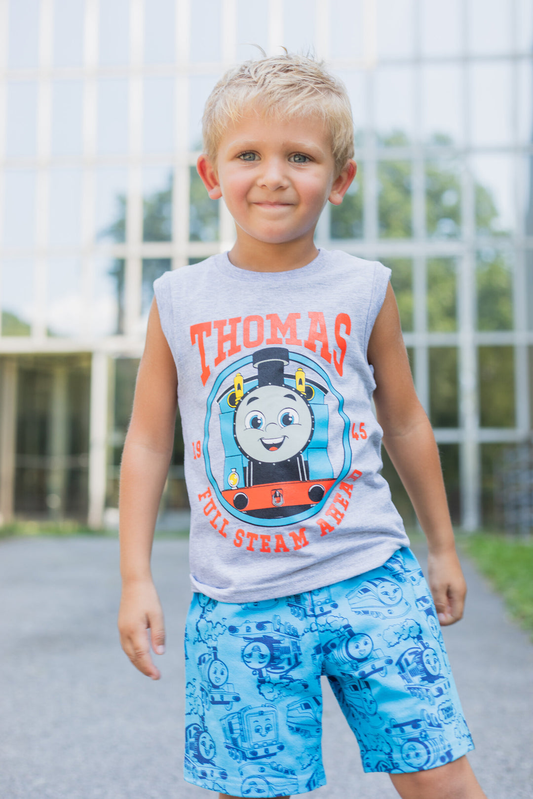 Thomas & Friends T-Shirt Tank Top and French Terry Shorts 3 Piece Outfit Set