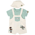 Toy Story French Terry Short Overalls, T-Shirt and Bucket Sun Hat 3 Piece Outfit Set