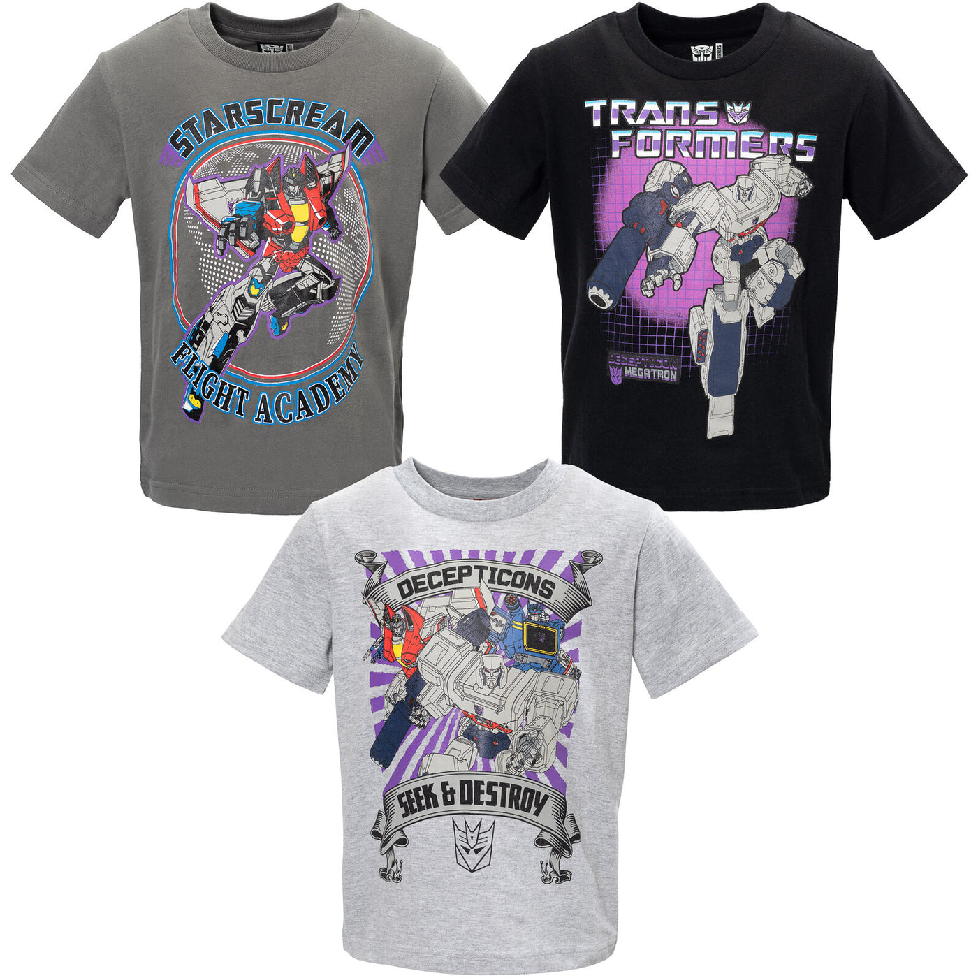 Transformers Megatron 3 Pack Athletic Pullover T-Shirts