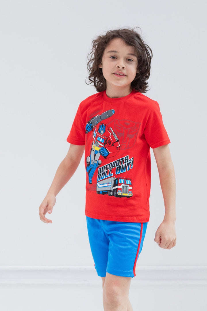 Transformers Optimus Prime T-Shirt and Mesh Shorts Outfit Set - imagikids