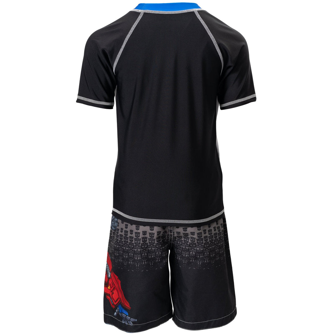 Transformers UPF 50+ Rash Guard Swim Trunks Outfit Set - imagikids