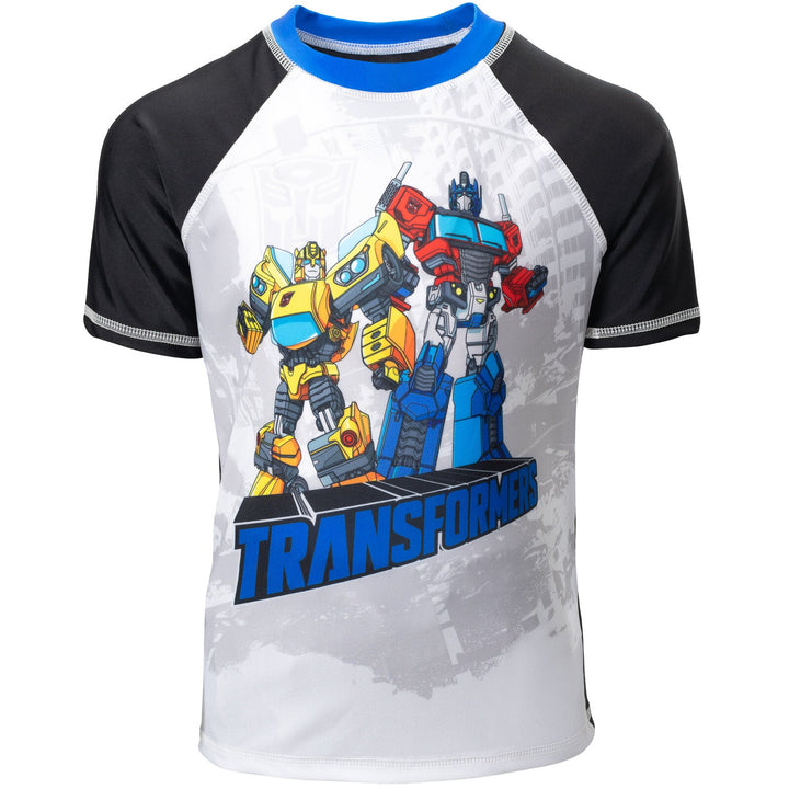 Transformers UPF 50+ Rash Guard Swim Trunks Outfit Set - imagikids