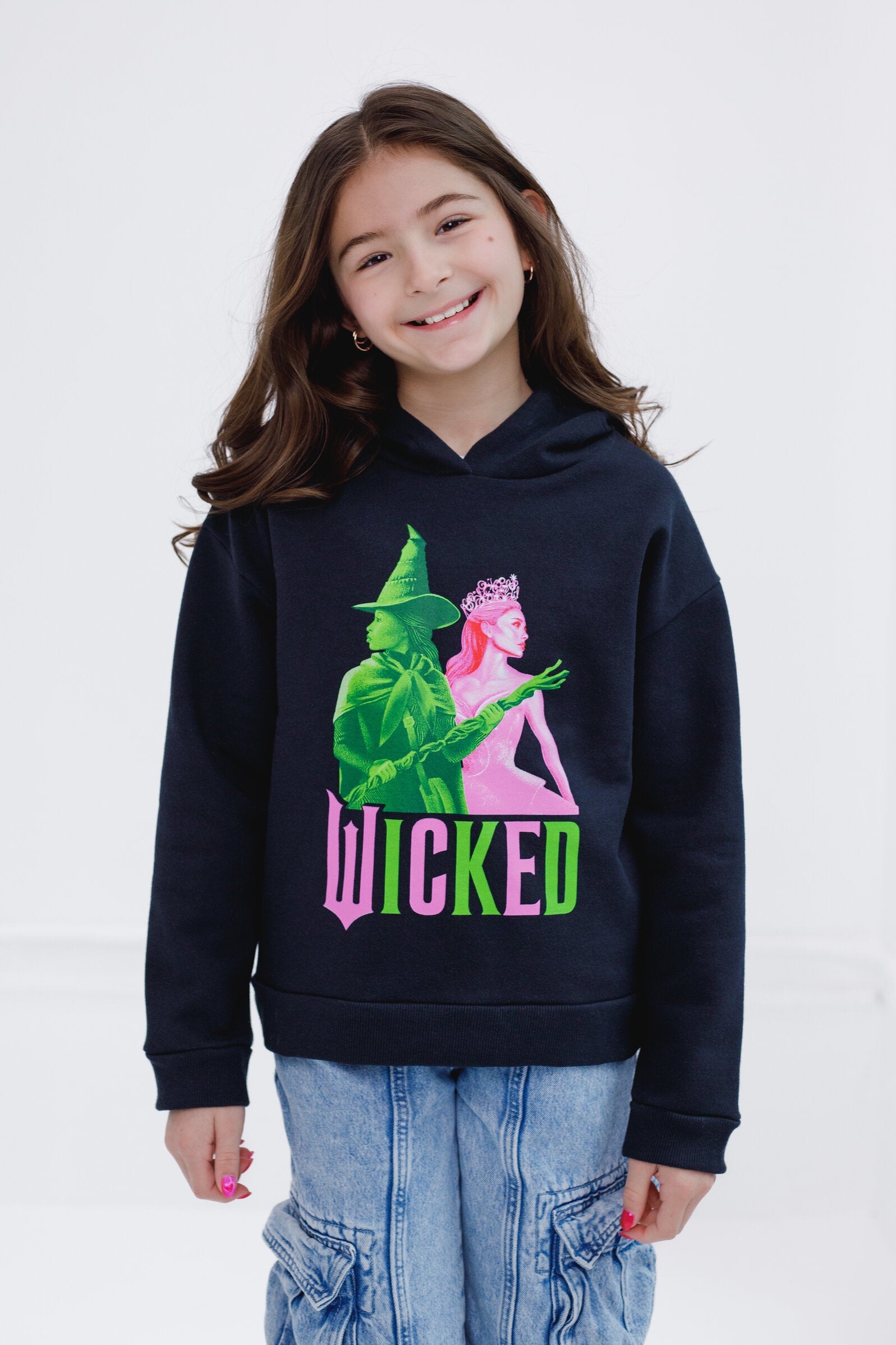 Universal Studios Wicked Fleece Drop Shoulder Pullover Hoodie