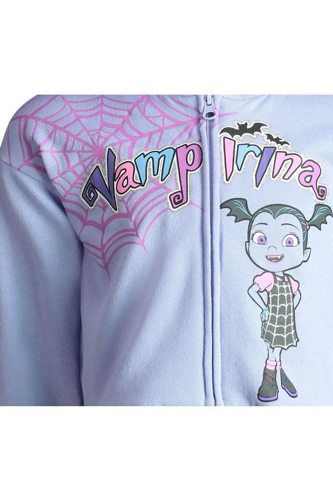 Vampirina Zip-Up Hoodie All-over print mesh top ruffle over black satin lining - imagikids