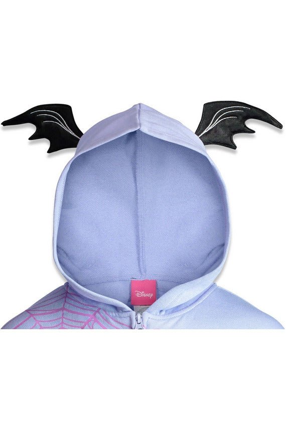 Vampirina Zip-Up Hoodie All-over print mesh top ruffle over black satin lining - imagikids