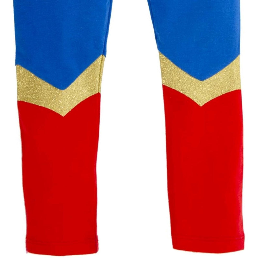 WARNER BROS Justice League Supergirl Costume Dress Leggings Cape and Headband 4 Piece Set - imagikids