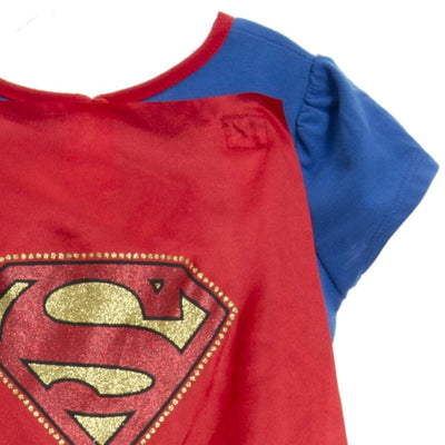 WARNER BROS Justice League Supergirl Costume Dress Leggings Cape and Headband 4 Piece Set