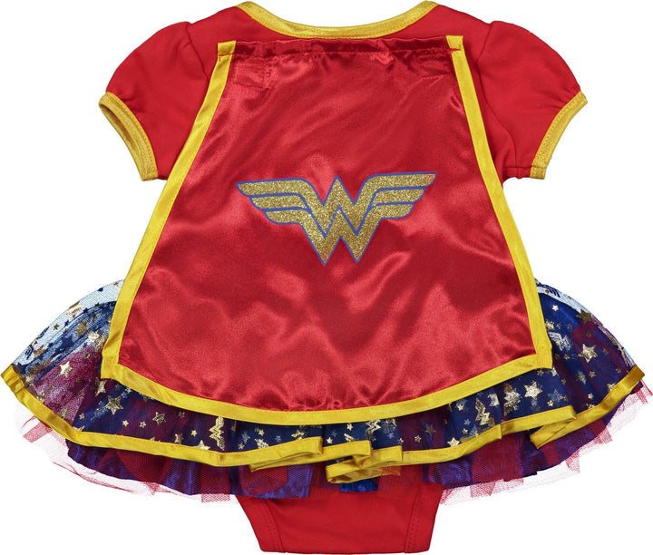 Warner Bros. Justice League Wonder Woman Costume Bodysuit Dress Cape and Headband 3 Piece Set - imagikids