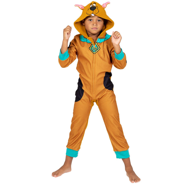 Warner Bros. Scooby Doo Fleece Zip Up Cosplay Pajama Coverall - imagikids