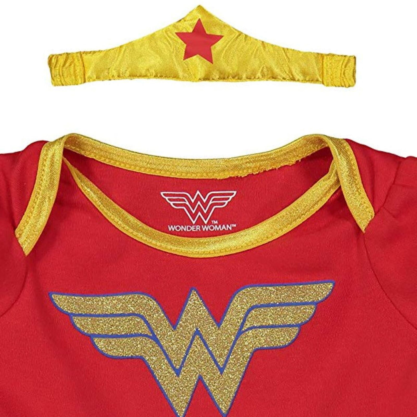 Warner Bros. Justice League Wonder Woman Costume Bodysuit Dress Cape and Headband 3 Piece Set