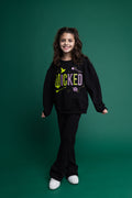 wicked Girls Fleece Pullover Sweatshirt and Flare Leggings Outfit Set Toddler to Big Kid