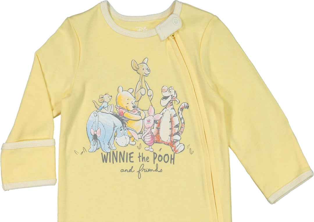 Winnie the Pooh 4 Piece Outfit Set: Sleep N' Play Coverall Bib Blanket Burp Cloth - imagikids