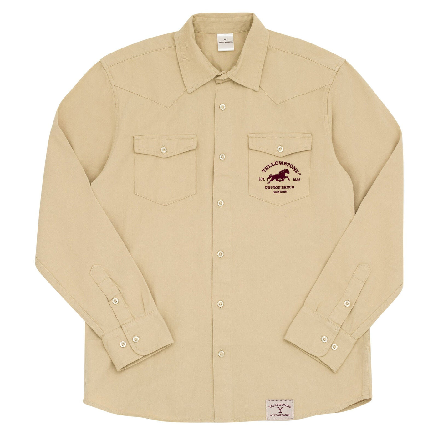 Y Yellowstone Adult Twill Ranch Hand Shirt Vintage Wash Button Down Dress Shirt - imagikids