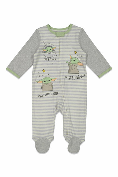 Baby Yoda 4 Piece Outfit Set: Sleep N' Play Coverall Bib Blanket Hat