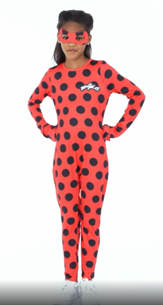 Conjunto de disfraz de 3 piezas de Ladybug: mono, guantes, máscara 
