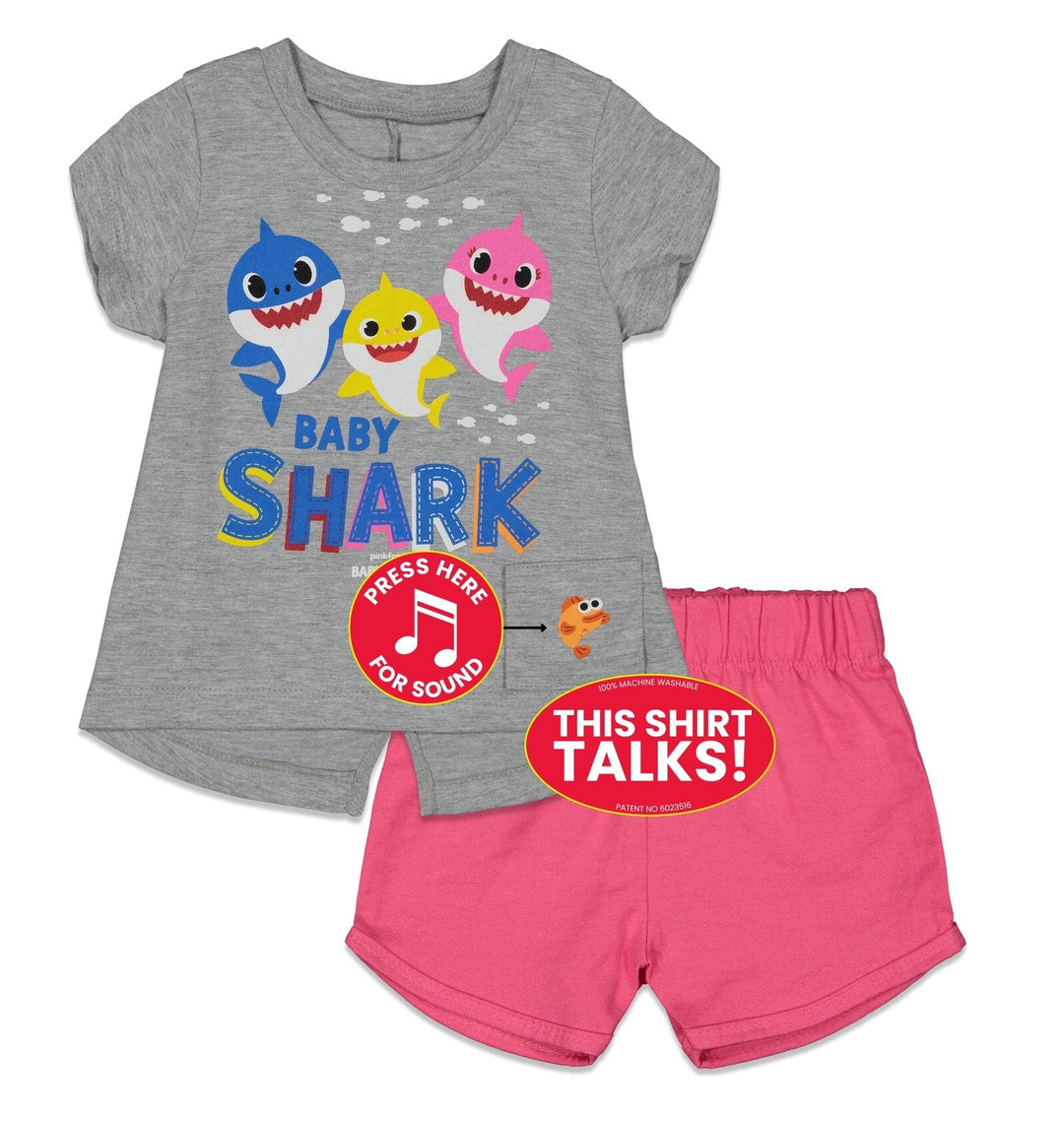 Baby Shark Graphic T-Shirt with iTalk Singing Sound Chip & Shorts - imagikids