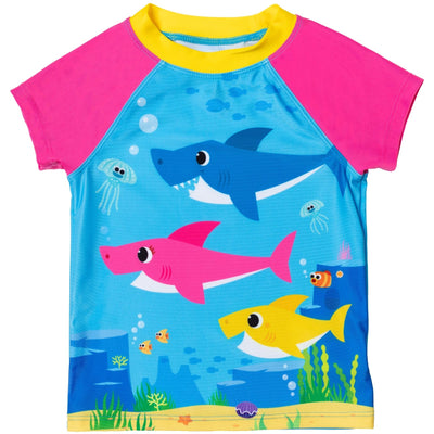 Baby Shark Rash Guard Tankini Top and Bikini Bottom 3 Piece Swimsuit Set - imagikids