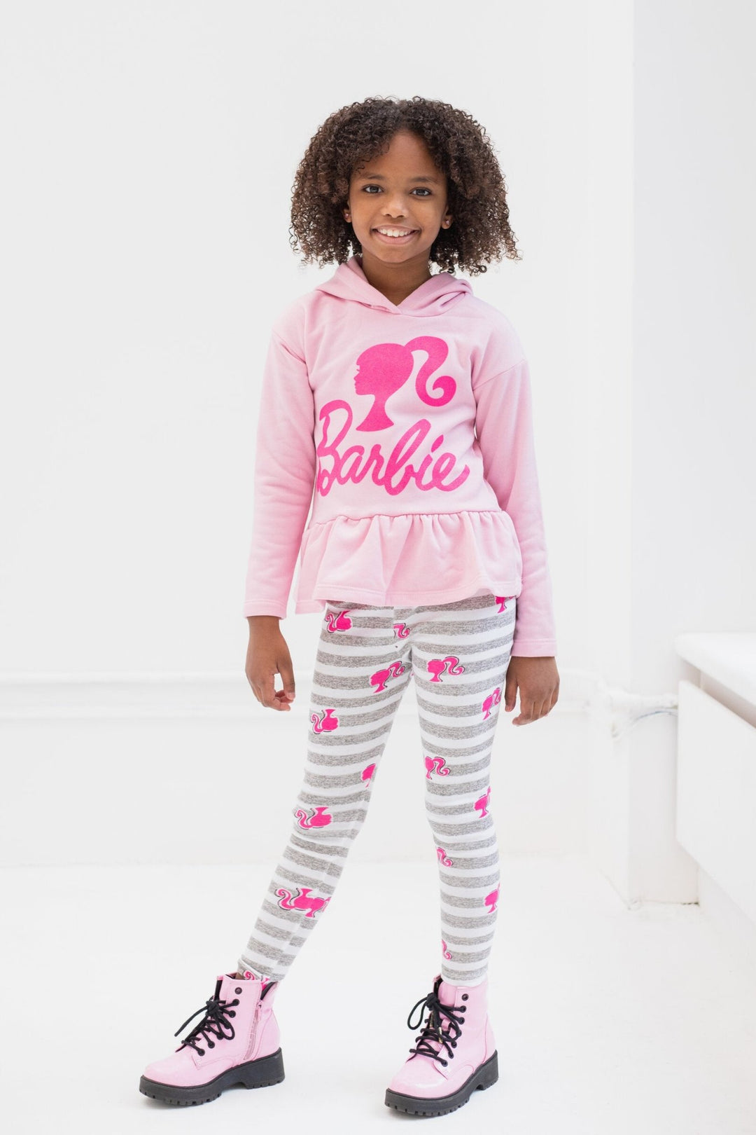 Barbie Drop Shoulder Fleece Hoodie and Leggings Outfit Set - imagikids