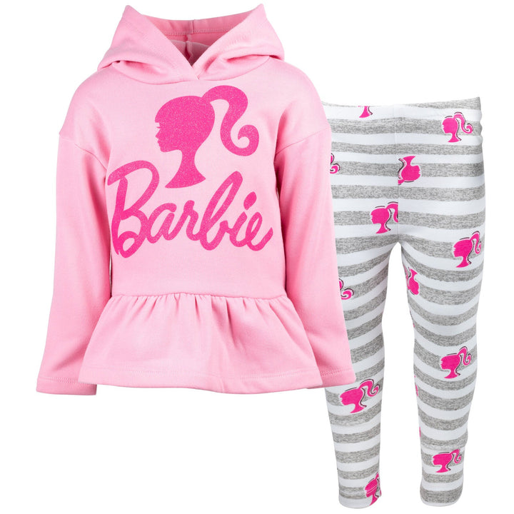 Barbie Drop Shoulder Fleece Hoodie and Leggings Outfit Set - imagikids