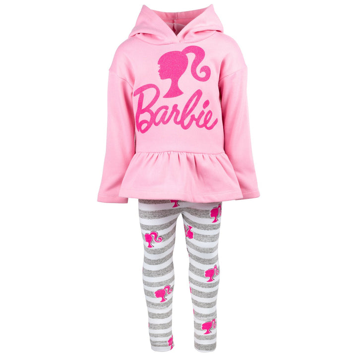 Barbie Drop Shoulder Fleece Hoodie and Leggings Outfit Set - imagikids