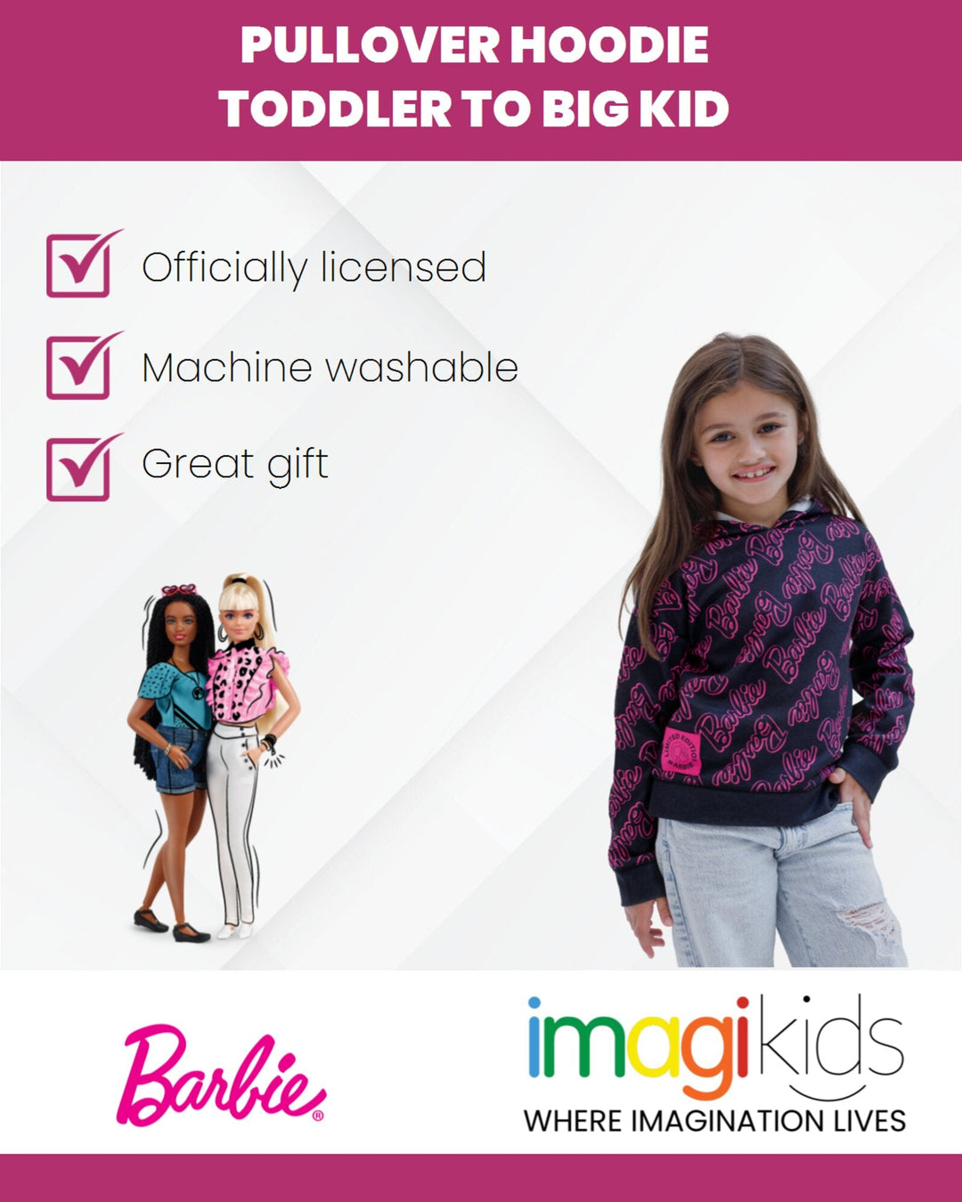 Barbie Fleece Pullover Hoodie - imagikids