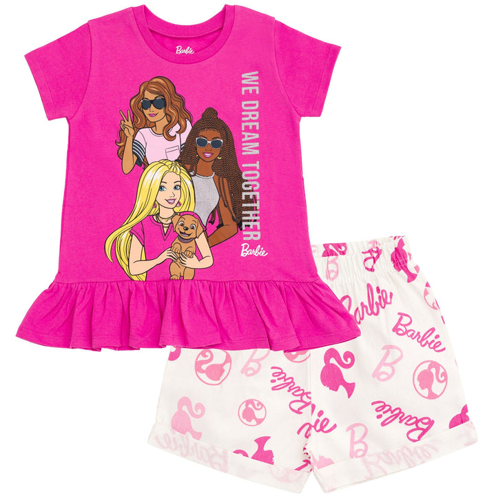 Barbie Peplum T-Shirt and Twill Shorts Outfit Set - imagikids