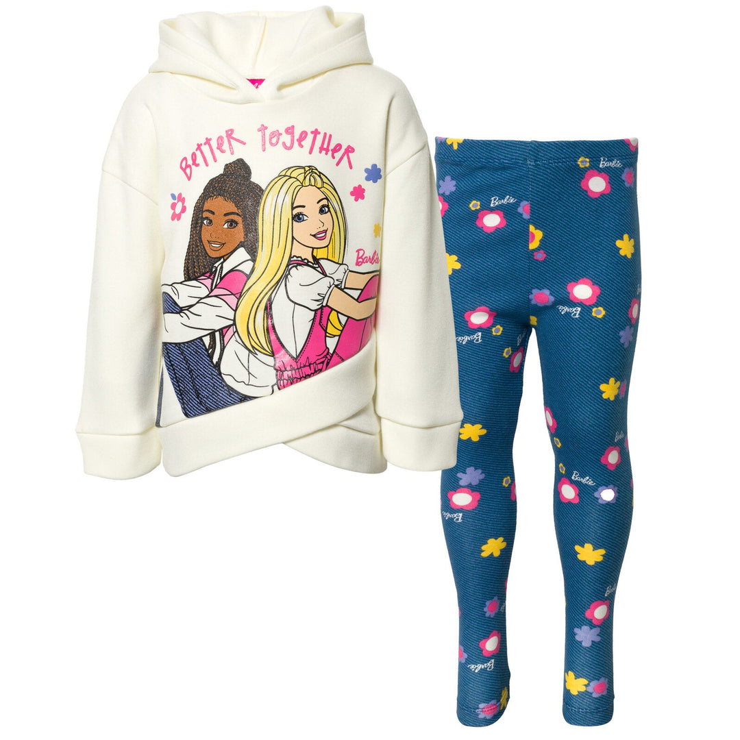 Barbie Pullover Crossover Fleece Hoodie and Leggings Outfit Set - imagikids