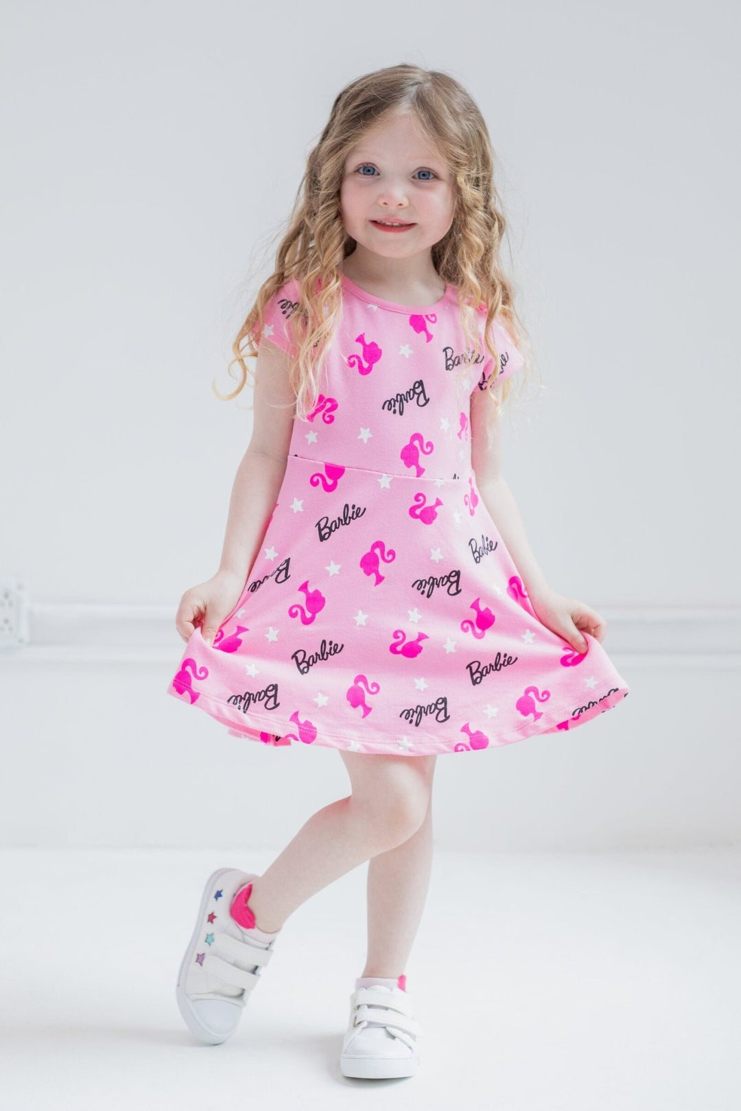 Barbie Big Girls French Terry Skater Dress Pink 10-12 Barbie Big Girls French Terry Skater Dress Pink 10-12