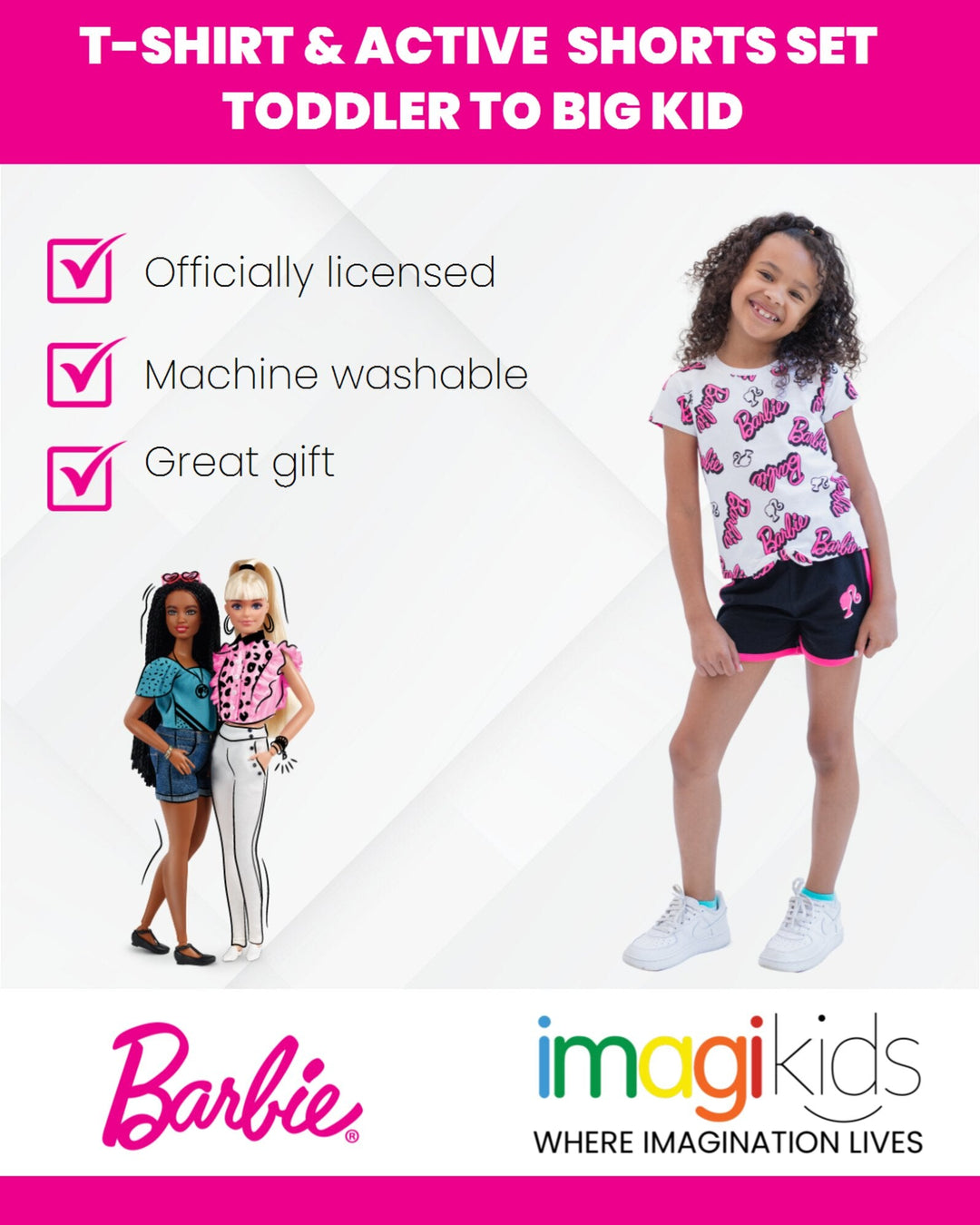 Barbie T-Shirt and Retro Dolphin Shorts Outfit Set - imagikids