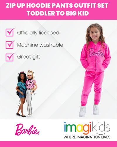 Barbie Velour Matching Family Zip Up Hoodie Pants Outfit Set - imagikids