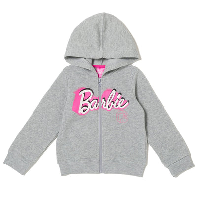 Barbie Zip Up Fleece Hoodie Graphic T-Shirt and Leggings 3 Piece Outfit Set - imagikids