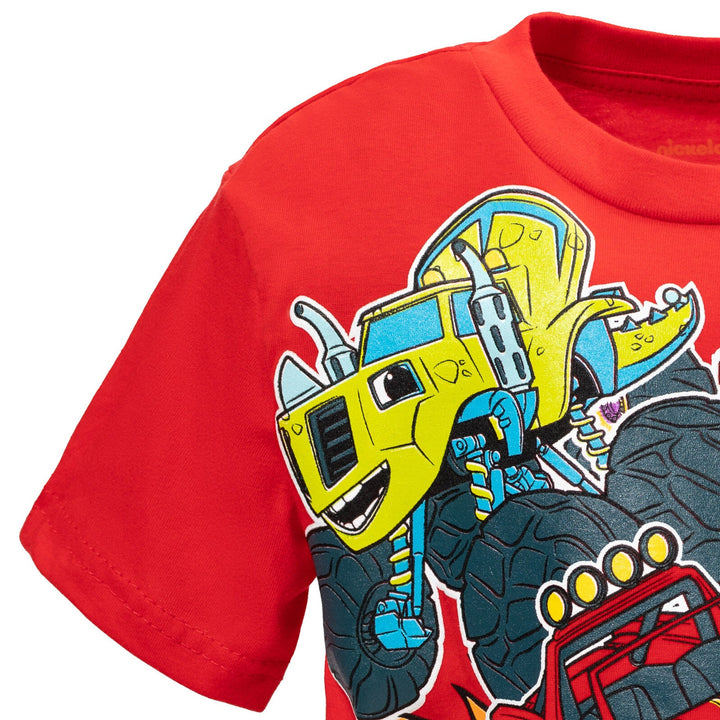 Blaze and the Monster Machines Pullover T-Shirt Tank Top and Bike Shorts French Terry 3 Piece Outfit Set - imagikids