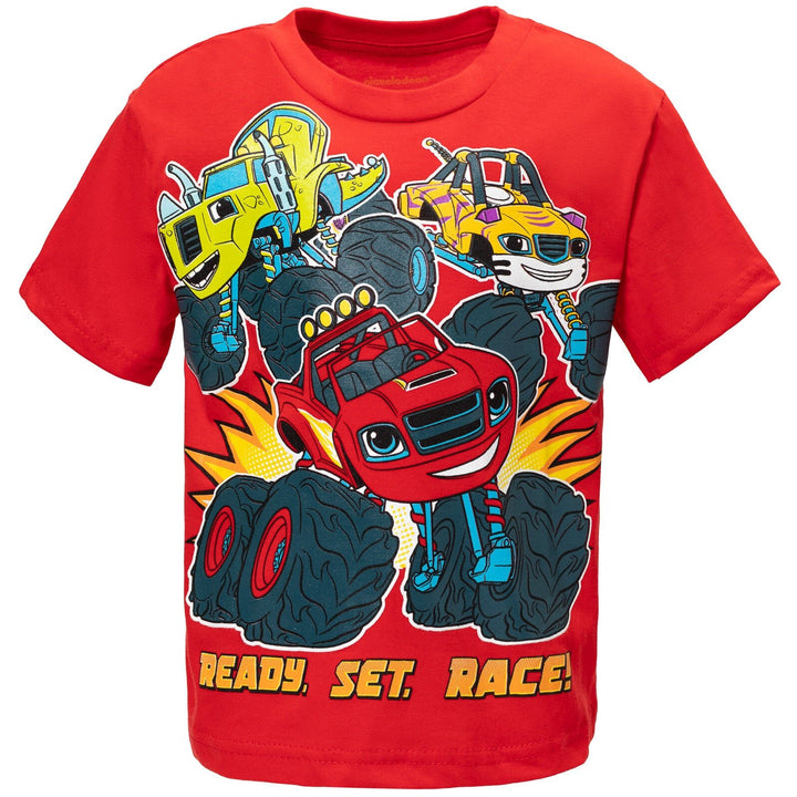 Blaze and the Monster Machines Pullover T-Shirt Tank Top and Bike Shorts French Terry 3 Piece Outfit Set - imagikids