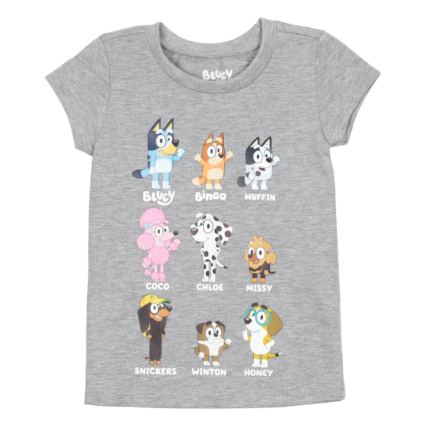 Bluey Bingo and Friends Little Girls 3 Pack Graphic T-shirts Blue / Grey / Pink 6-6X