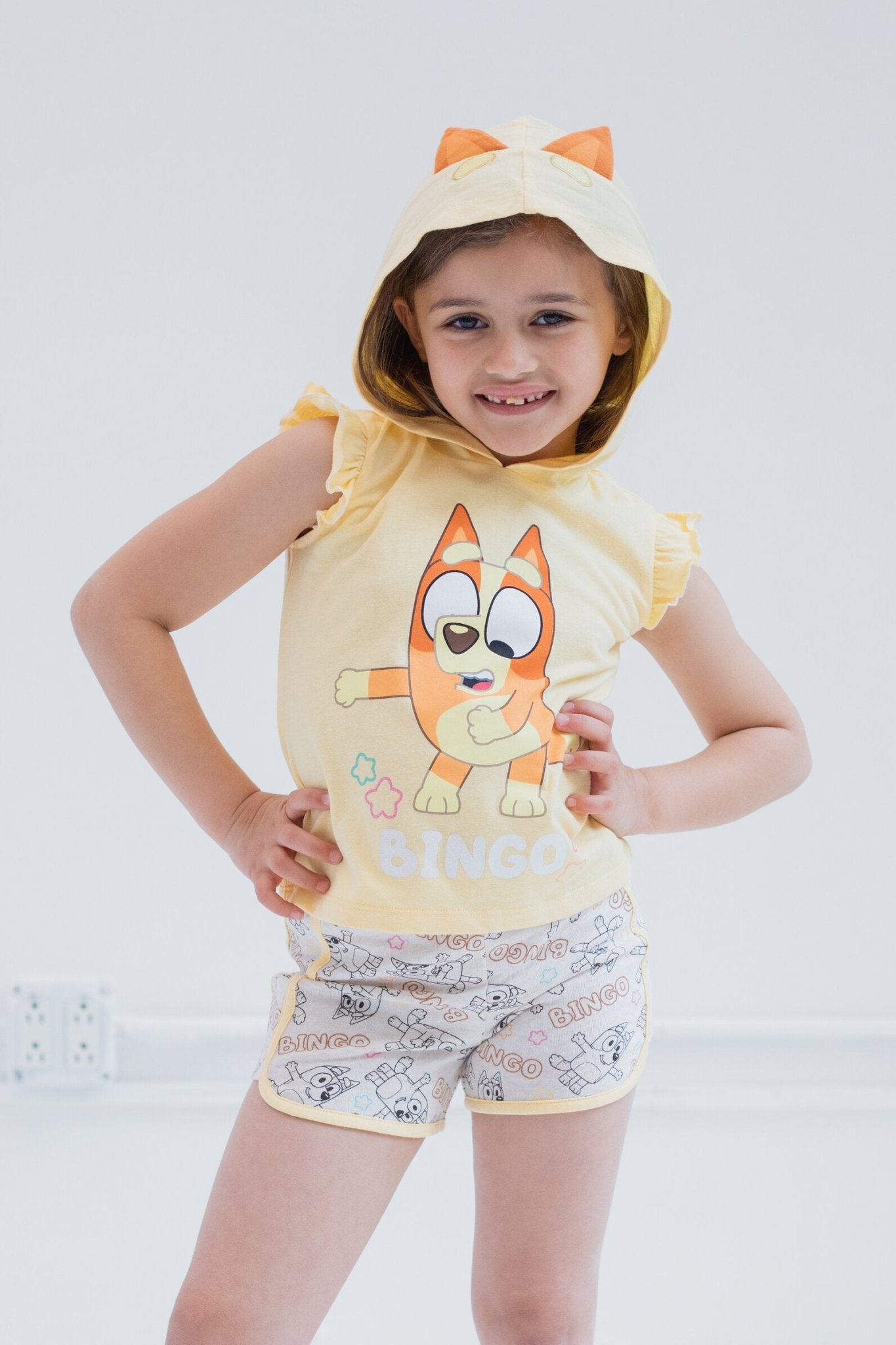 Bluey Bingo (Bluey) Cosplay Tank Top and Dolphin Active French Terry Shorts Outfit Set - imagikids