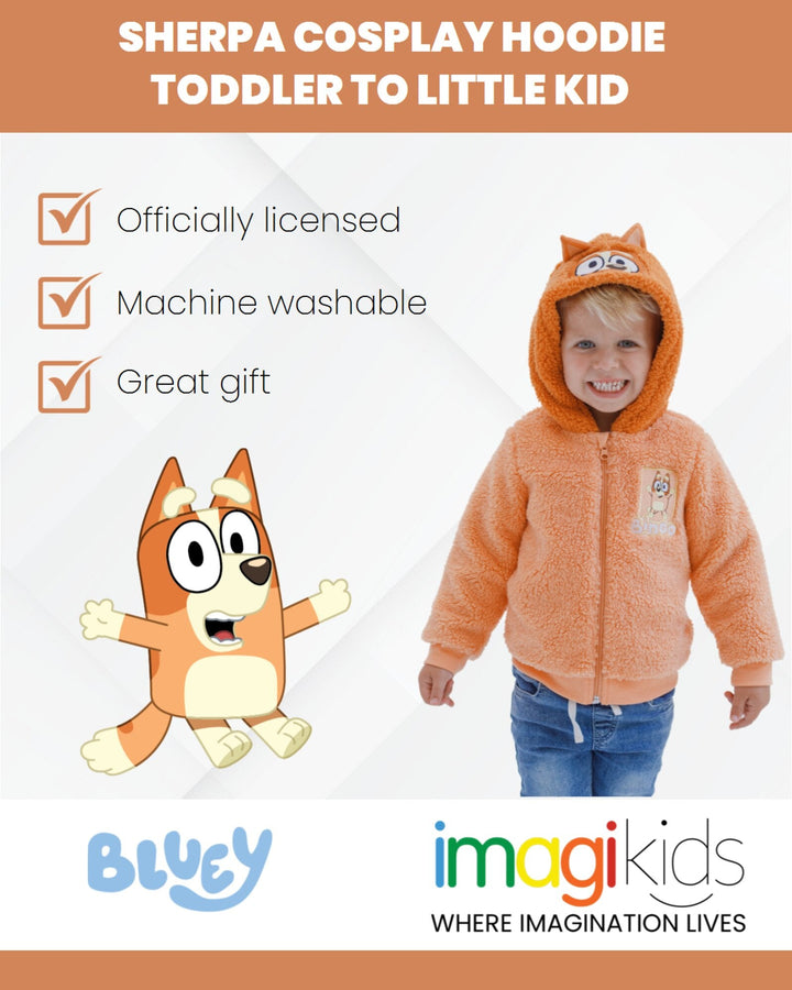 Bluey Bingo (Bluey) Cozy Sherpa Zip Up Cosplay Hoodie - imagikids