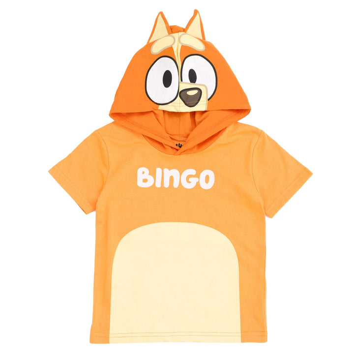 Bluey Bingo (Bluey) Hooded Cosplay T-Shirt and French Terry Shorts Outfit Set - imagikids