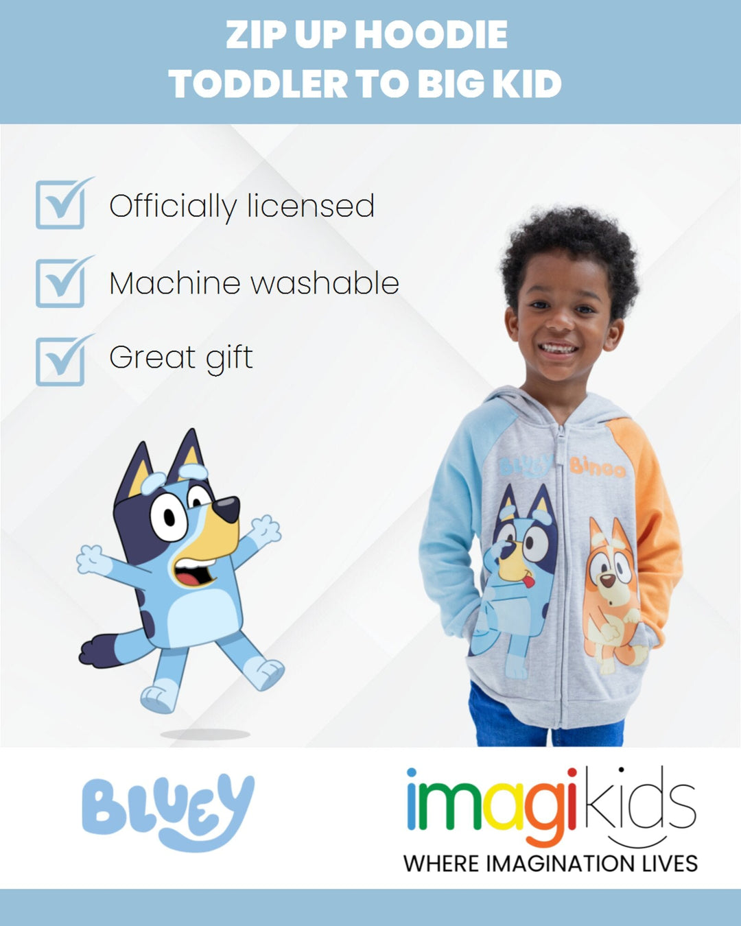 Bluey Fleece Zip Up Hoodie - imagikids