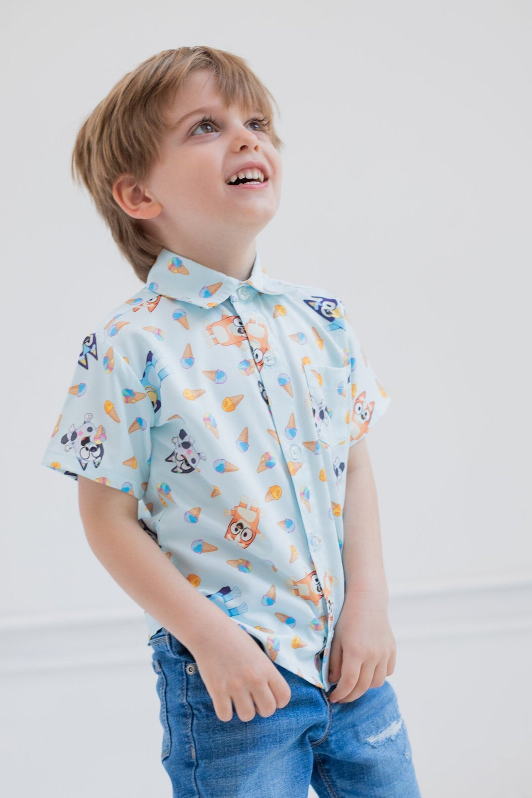 bluey dress shirt Bluey Bingo Toddler Boys Hawaiian Button Down Dress Shirt 5T