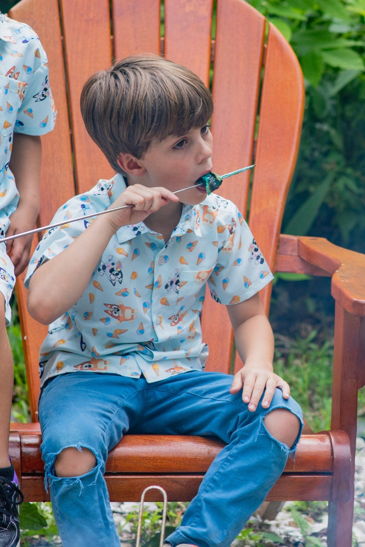 Bluey Hawaiian Button Down Dress Shirt - imagikids